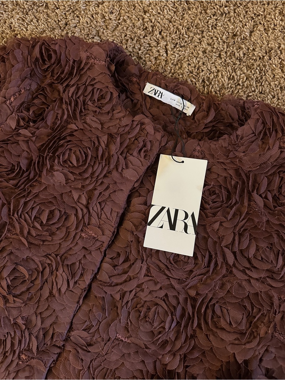 NWT Zara 3D Rosette Textured Cropped Jacket - Medium